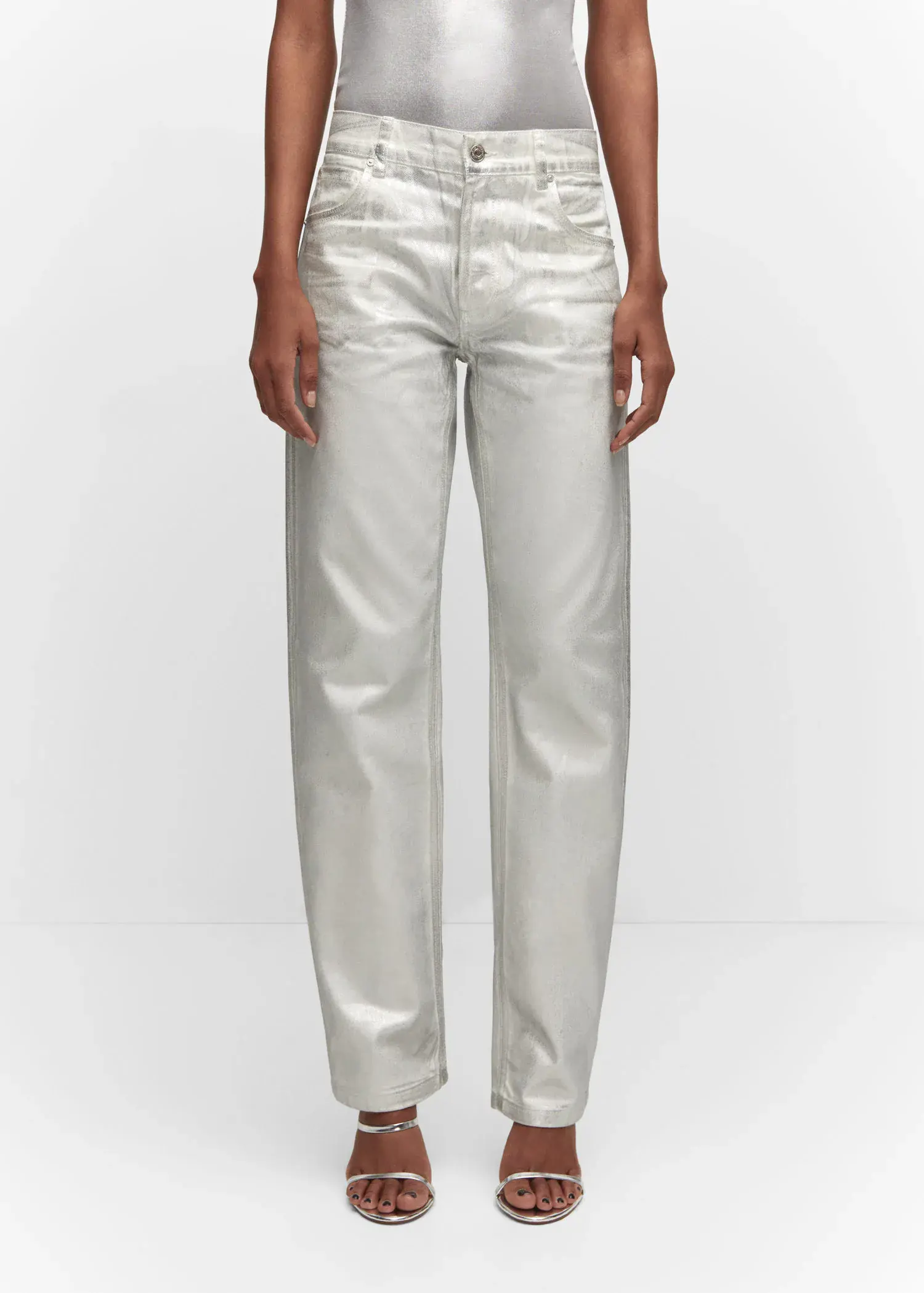 Mango Gerade Metallic-Jeans. 2