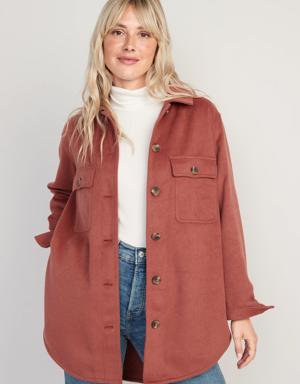 Soft-Brushed Utility Shacket for Women red