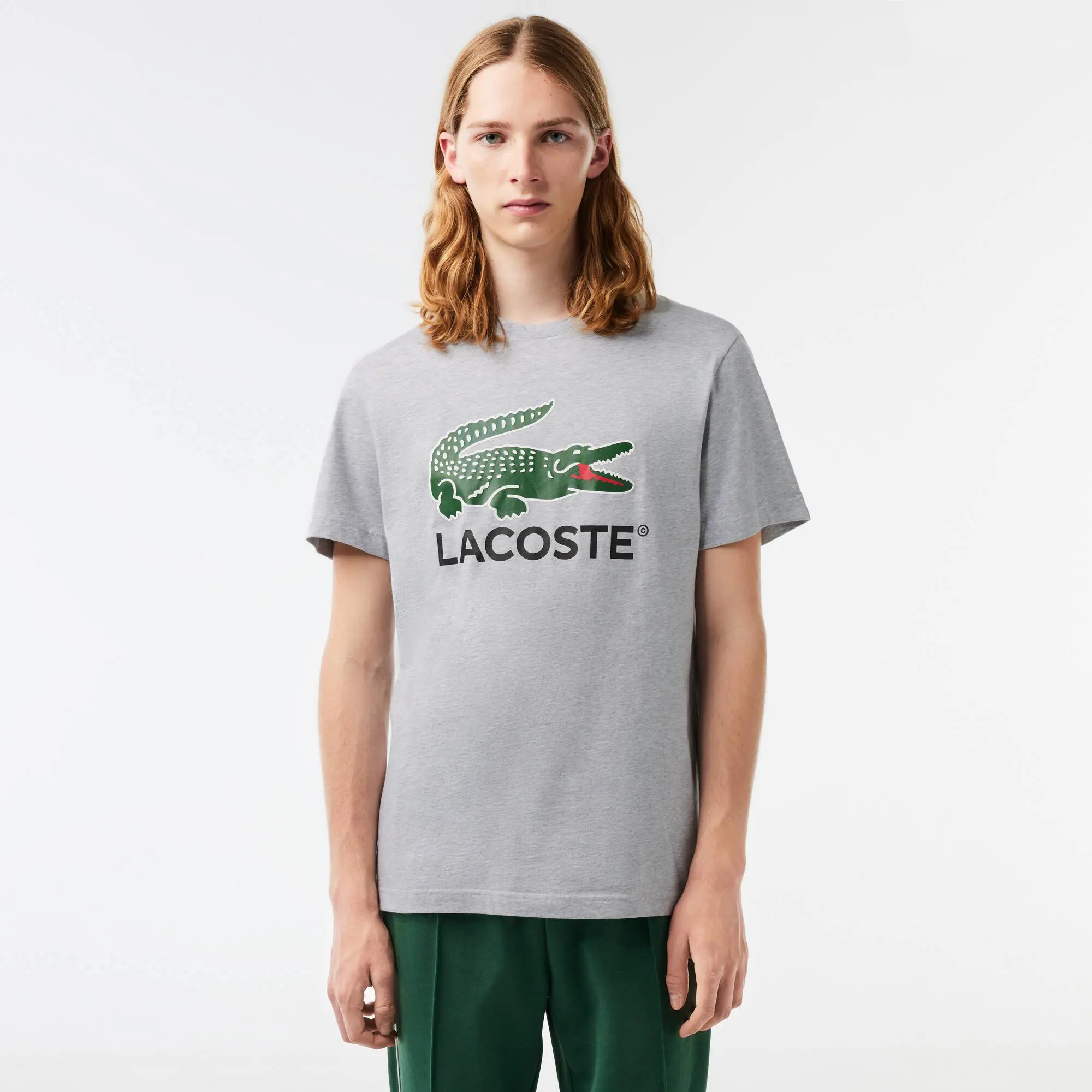 Lacoste T-shirt com estampado de assinatura em jersey de algodão. 1