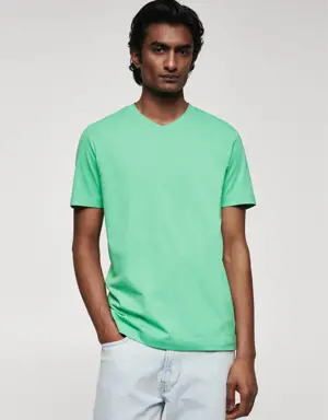 T-shirt col V 100 % coton