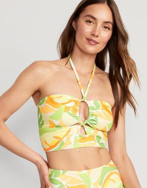 Old Navy Cropped Cutout Halter Longline Bikini Swim Top for Women multi