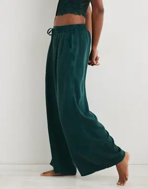 High Waisted Twill Wide Leg Pant