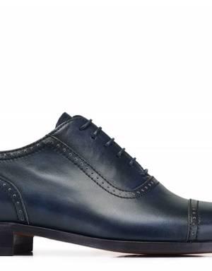 Lacivert Klasik Bağcıklı Kösele Erkek Ayakkabı -12158-