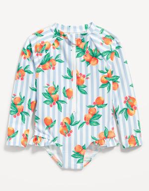 Old Navy Matching Ruffle-Trim One-Piece Rashguard Swimsuit for Toddler & Baby orange