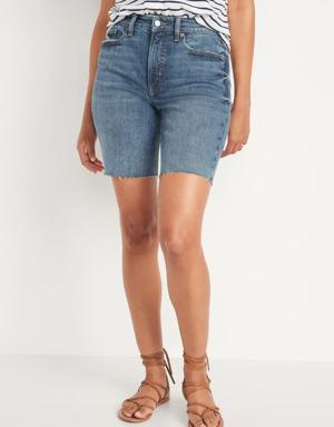 High-Waisted O.G. Straight Cut-Off Jean Shorts for Women -- 9-inch inseam blue