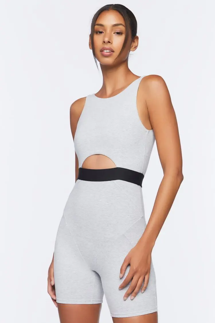Forever 21 Forever 21 Active Cutout Romper Heather Grey. 1