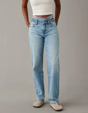 Strigid Super High-Waisted Baggy Straight Cut-Out Jean