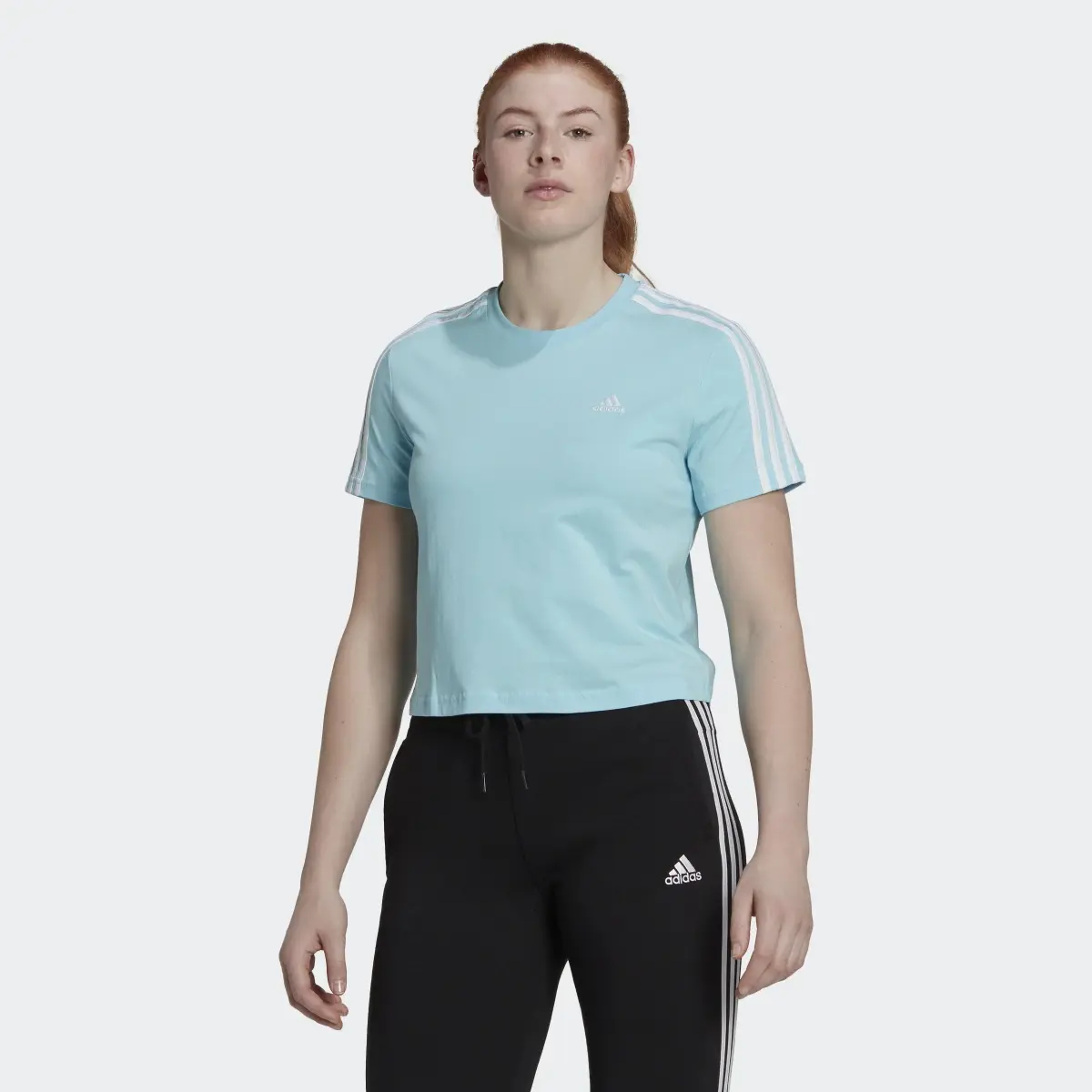 Adidas Essentials Loose 3-Stripes Cropped Tee. 2