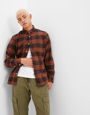 100% Organic Cotton Flannel Shirt brown