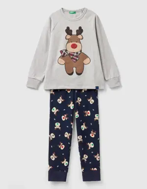 reindeer pyjamas in stretch cotton