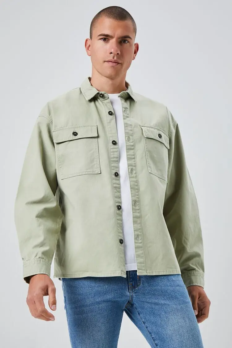 Forever 21 Forever 21 Drop Sleeve Button Jacket Sage. 1