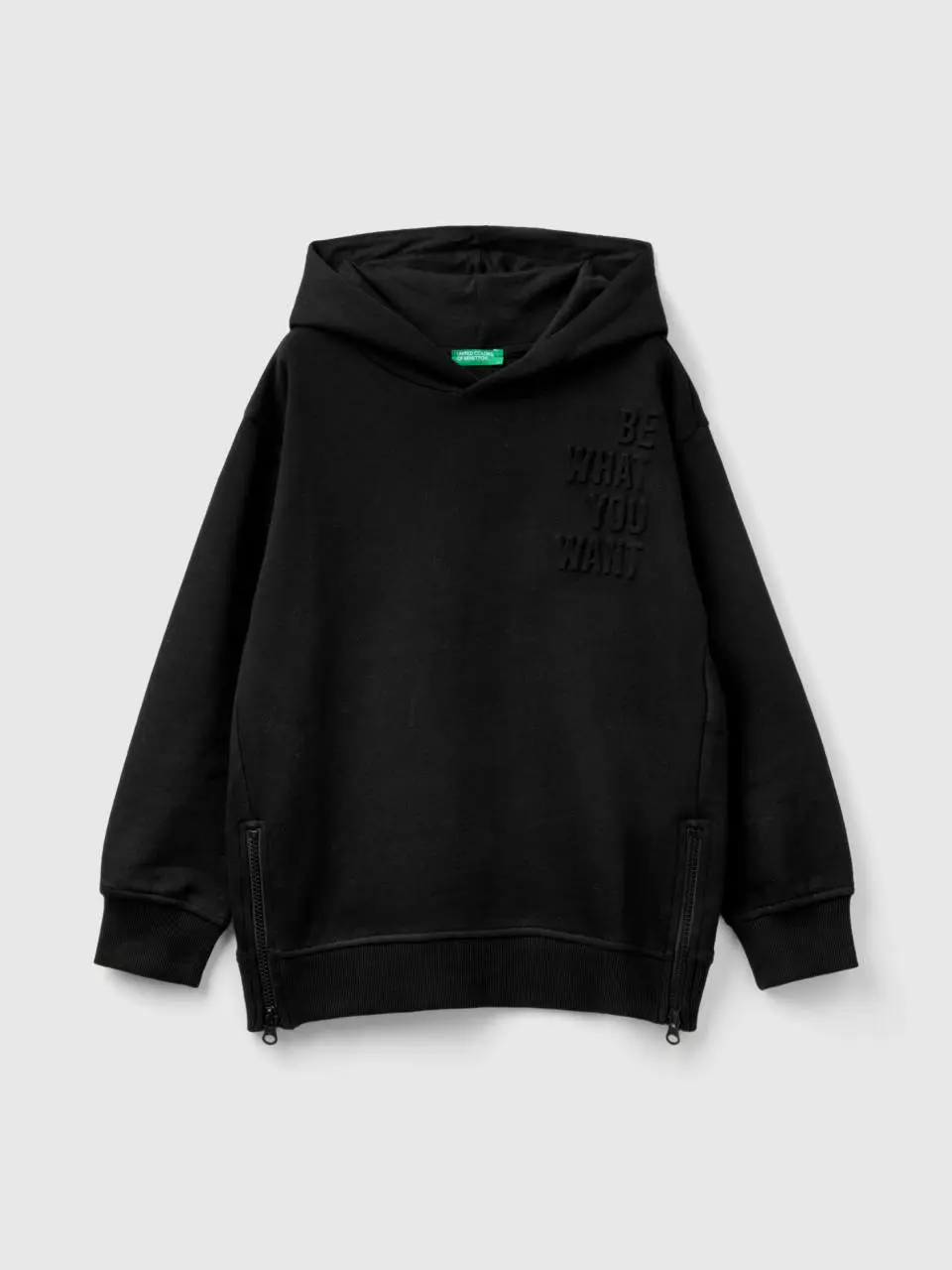 Benetton sweatshirt with zip and slogan. 1