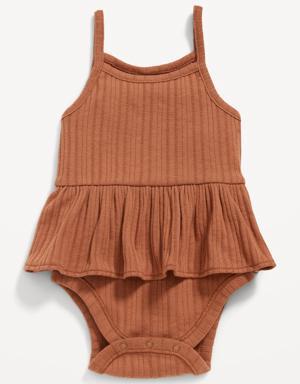 Sleeveless Pointelle-Knit Peplum Bodysuit for Baby brown