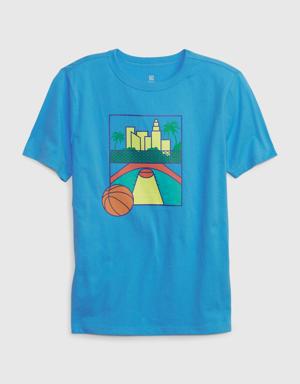 Kids 100% Organic Cotton Graphic T-Shirt blue