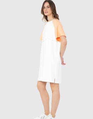 Short Sleeve Embroidered Detailed Midi Dress