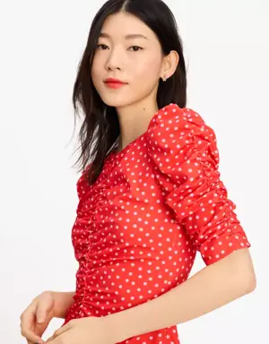 Spring Time Dot Ruched Dress