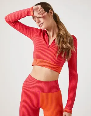 Forever 21 Active Seamless Colorblock Crop Top Watermelon/Orange