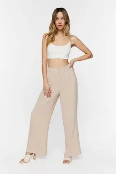 Forever 21 Forever 21 Textured High Rise Trousers Taupe. 2