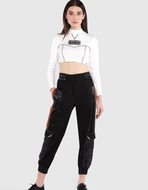 Side Pant Detailed High Waist Black Trousers
