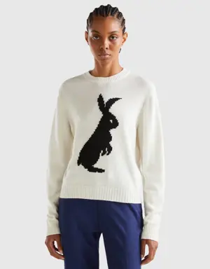 sweater with bunny inlay