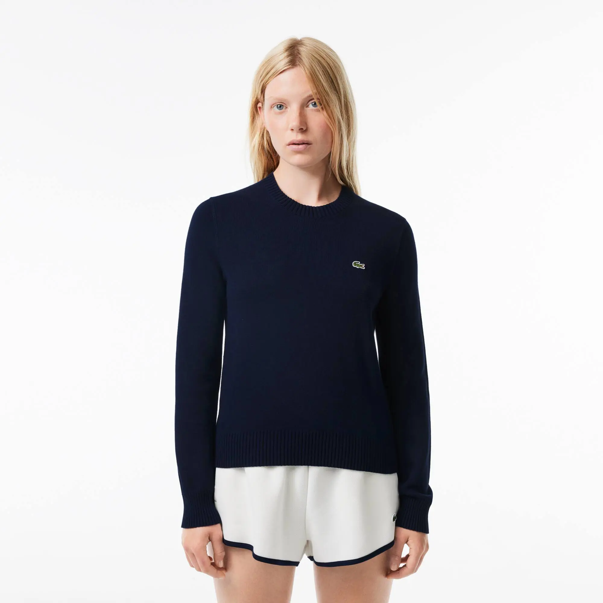 Lacoste Rundhals-Pullover aus zweiseitiger Baumwolle. 1 Lacoste Rundhals-Pullover aus zweiseitiger Baumwolle. 1