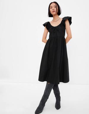 Flutter Sleeve Midi Dress black
