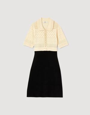 Short two-tone knit dress
