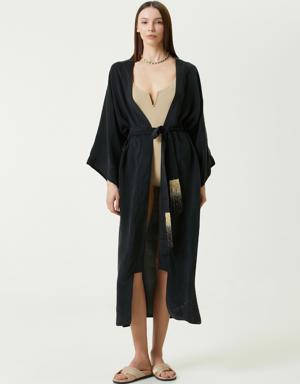 Jilda Art Deco Siyah Kimono