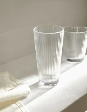 14 cm transparent glass with stripes