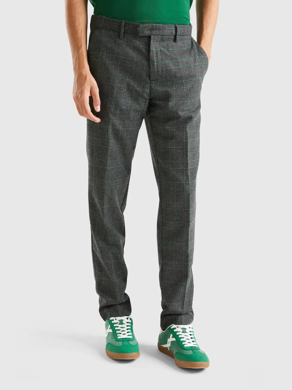 Benetton prince of wales slim fit trousers. 1