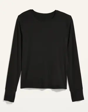 Old Navy UltraBase Merino Wool Long-Sleeve Base Layer T-Shirt for Women black