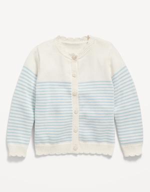 Scallop-Edged Button-Front Cardigan for Toddler Girls blue