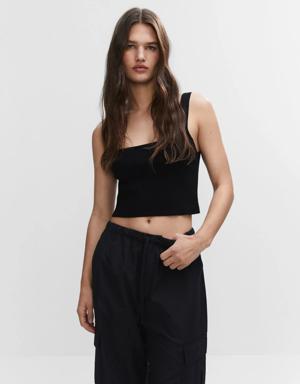 Mango Top cropped din tricot