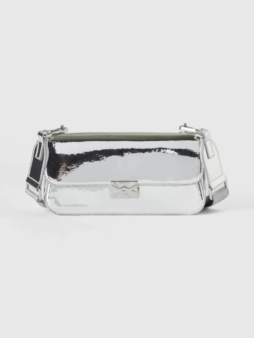 Benetton glossy silver handbag. 1