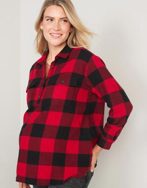 Maternity Plaid Flannel Boyfriend Shirt multi