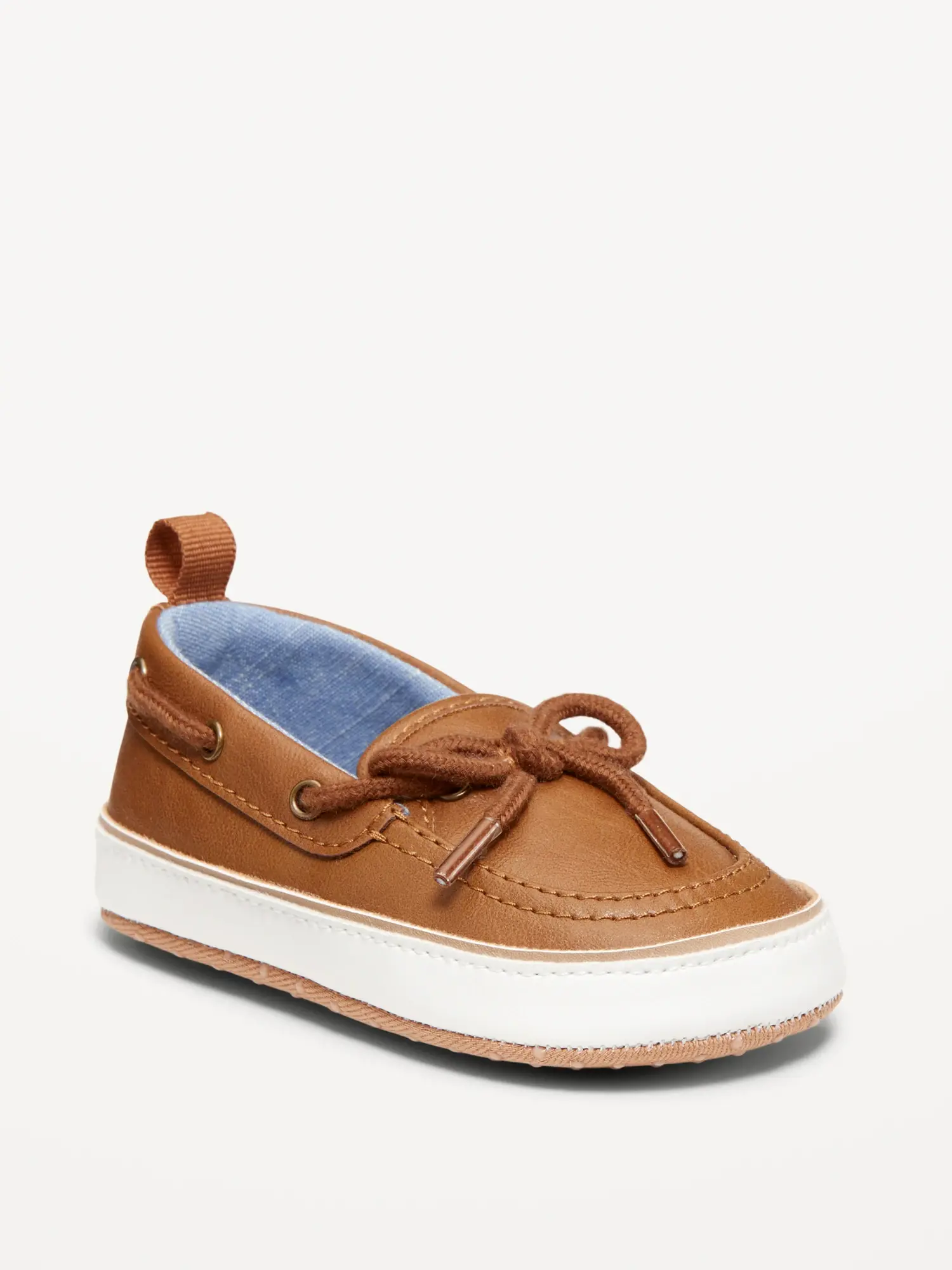 Old Navy Faux-Leather Boat Shoes for Baby brown. 1