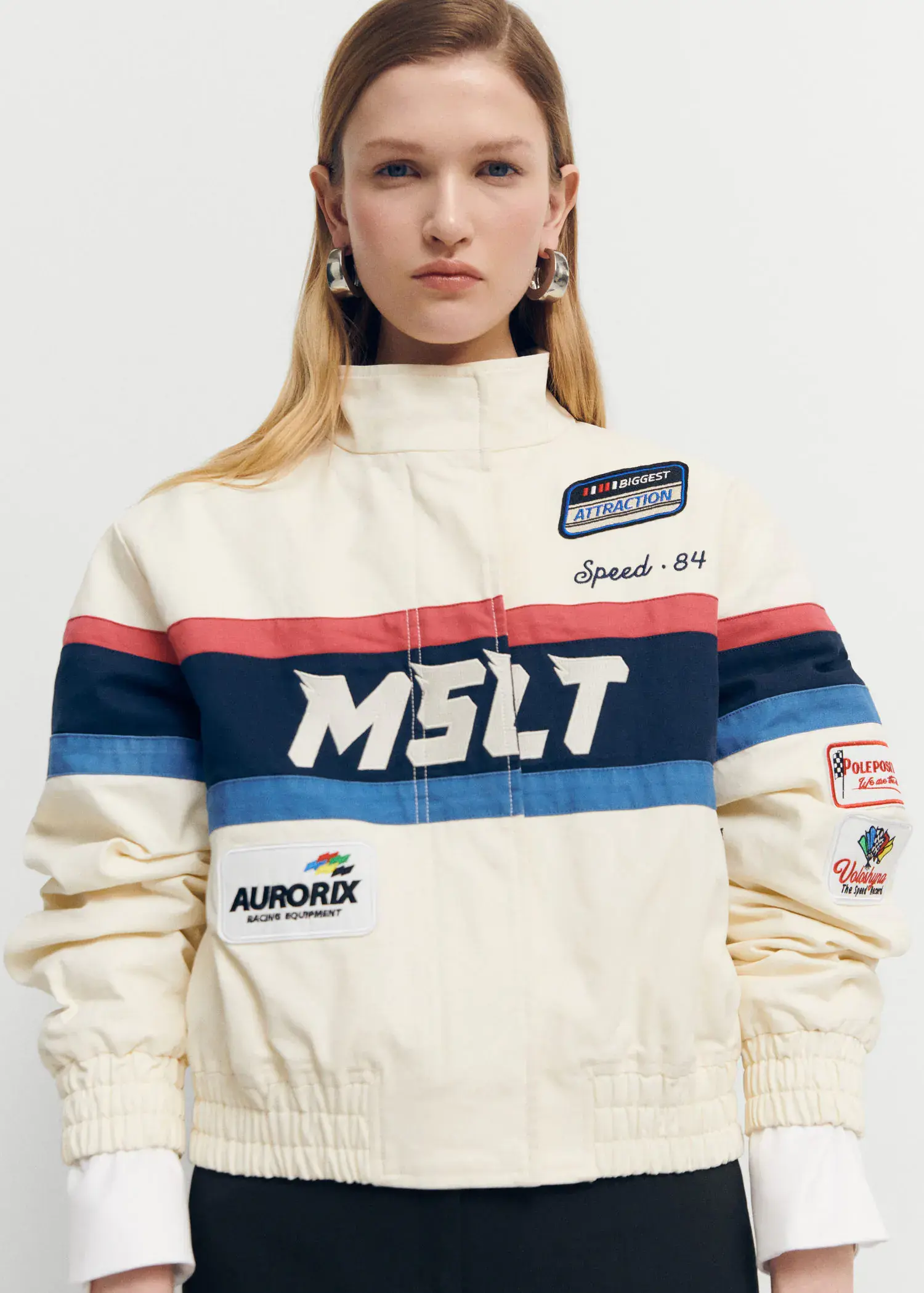 Mango Cotton racing jacket with patches. 2