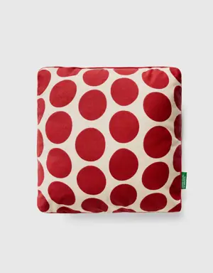 square pillow with red polka dots