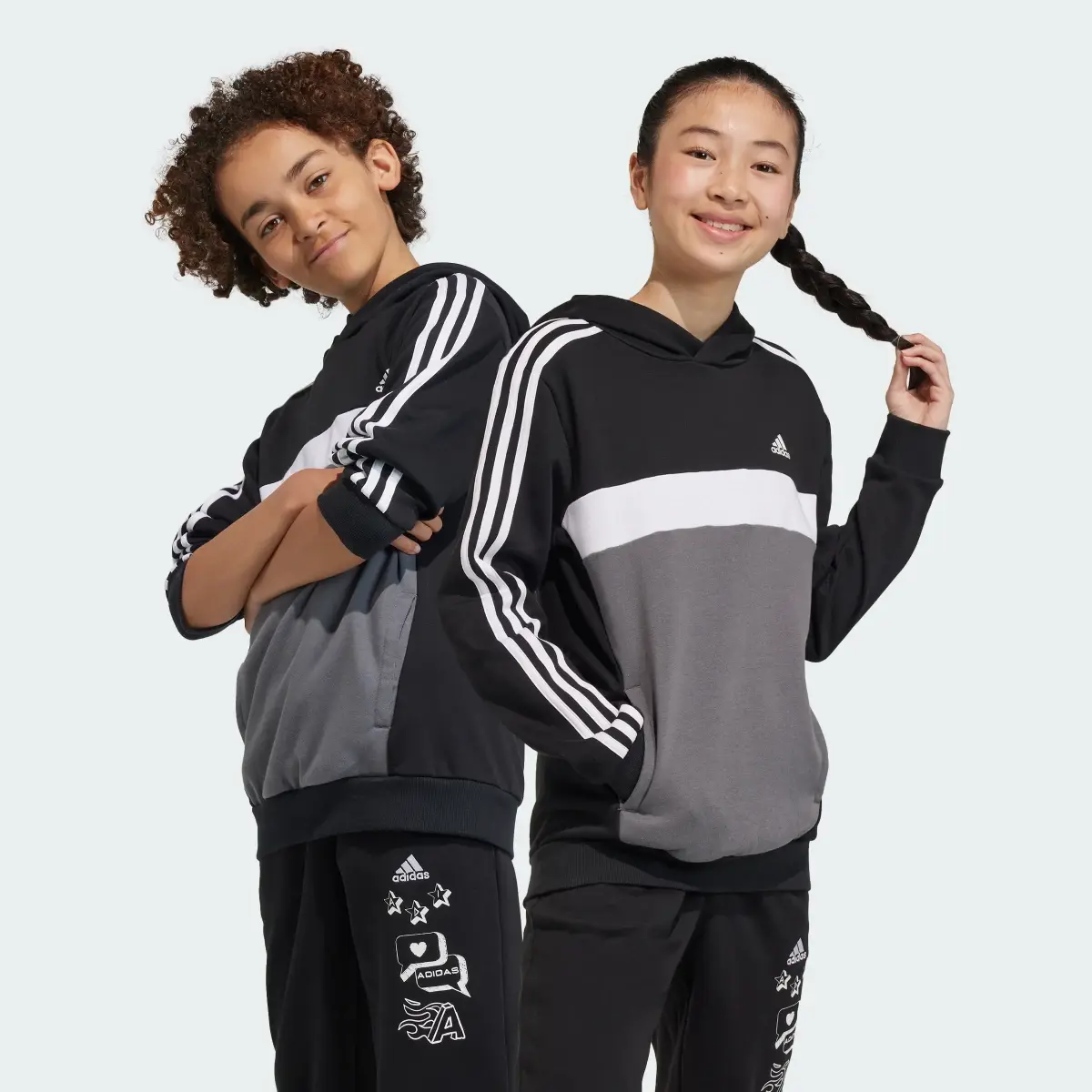 Adidas Sweat-shirt à capuche molleton Tiberio 3 bandes Colorblock Enfants. 1