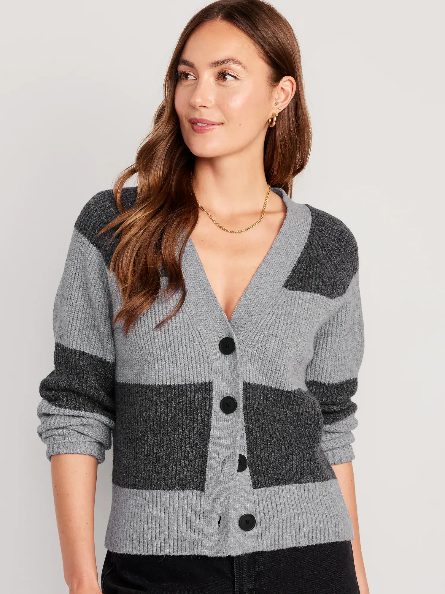 Old Navy Shaker-Stitch Cardigan Sweater for Women gray. 1