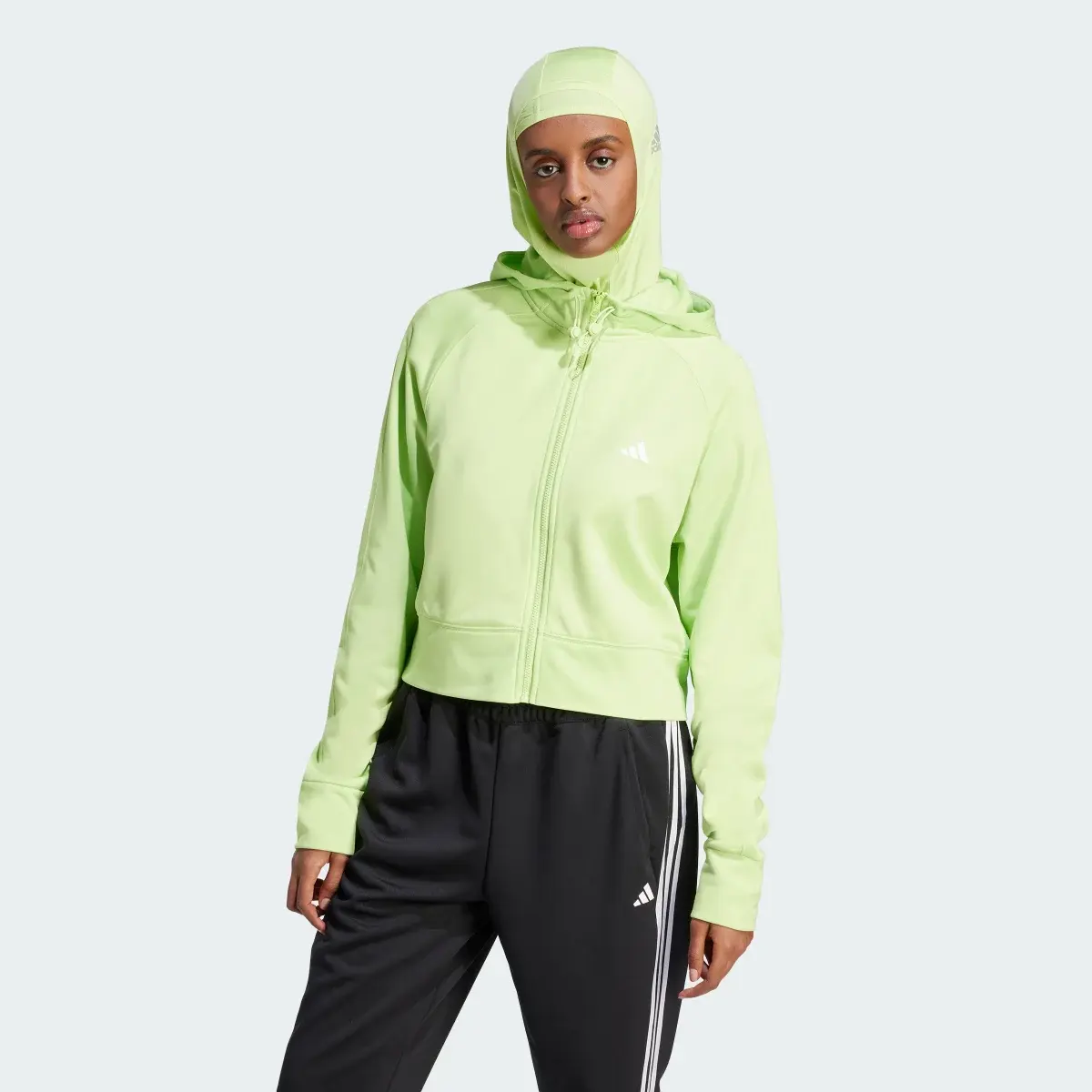 Adidas AEROREADY Game and Go Full-Zip Hooded Fleece Jacket. 2