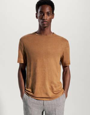 Mango 100% linen slim-fit t-shirt