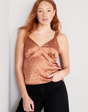 Polka-Dot Satin Jacquard Cami Top for Women brown