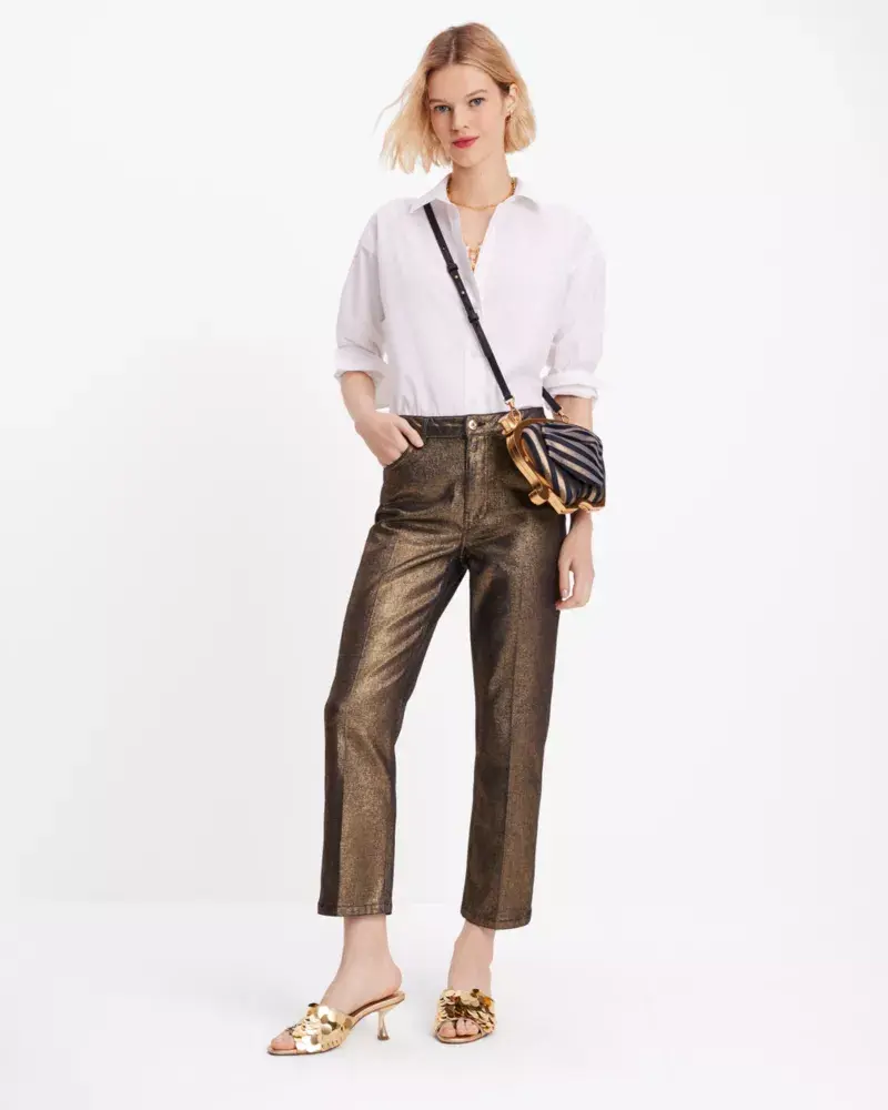 Kate Spade Metallic Straight Leg Denim Pant. 2