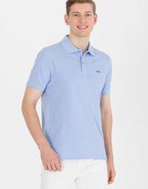 Erkek Mavi Polo Yaka T-Shirt Basic