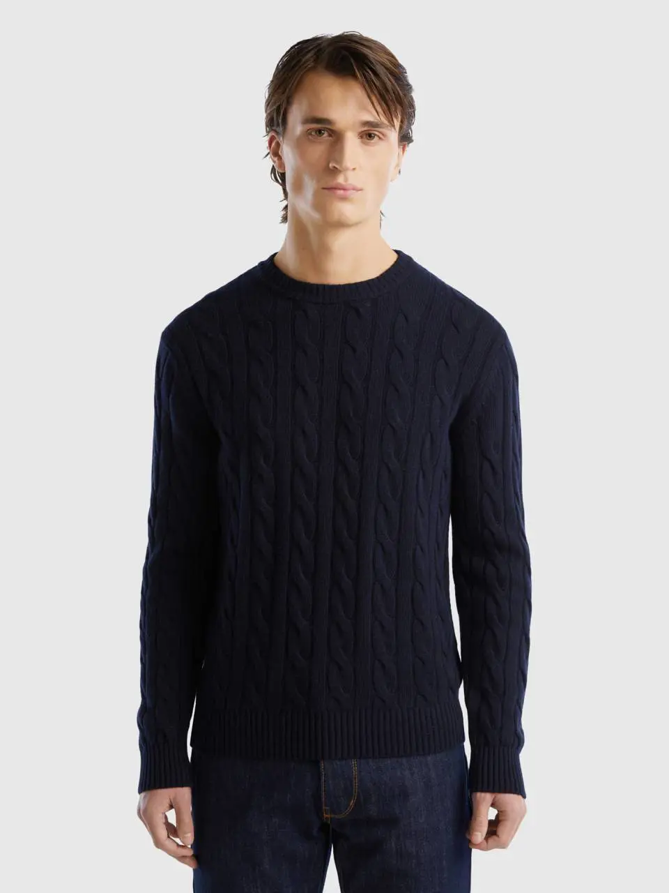 Benetton cable knit sweater in cashmere blend. 1