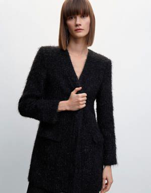 Fur-effect knitted coat