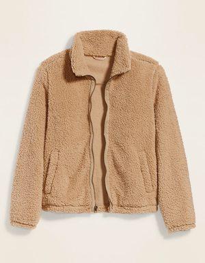 Cozy Sherpa Zip-Front Jacket for Women beige