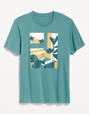 Soft-Washed Graphic T-Shirt for Men blue