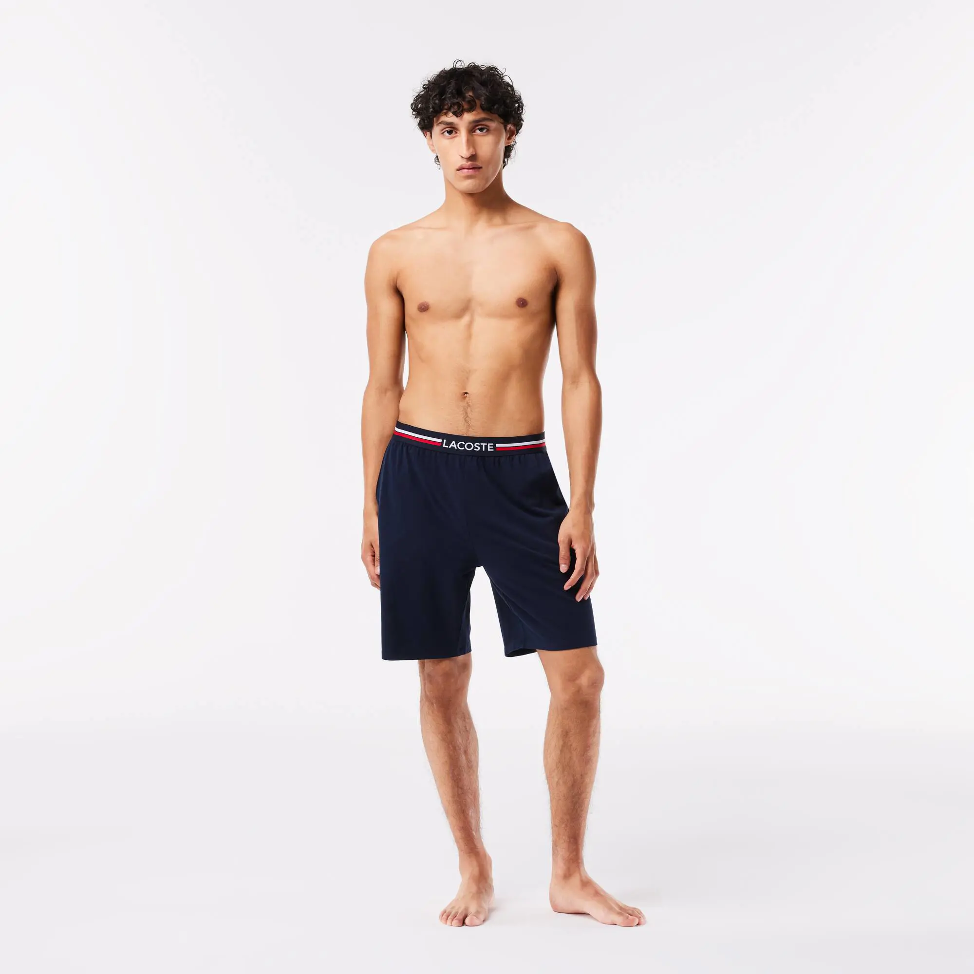 Lacoste Pyjama Shorts With Three-Tone Waistband. 1